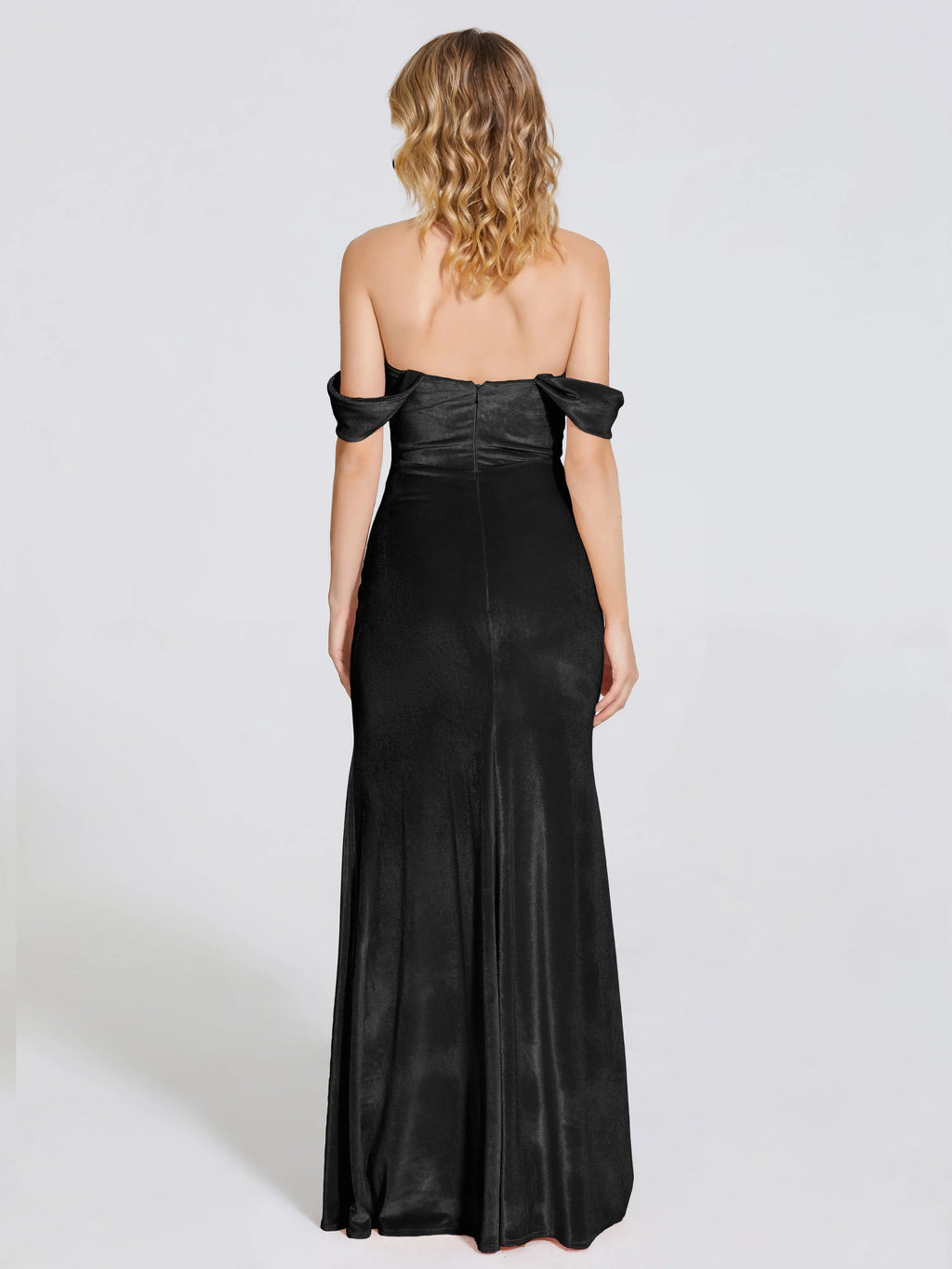 Beautiful Timeless Special Occasion Elegant Black Satin Trumpet Sleeveless Floor-Length Prom Dress