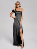 Stylish Refined Beautiful Timeless Chic Elegant Black Satin Sheath Sleeveless Prom Dress