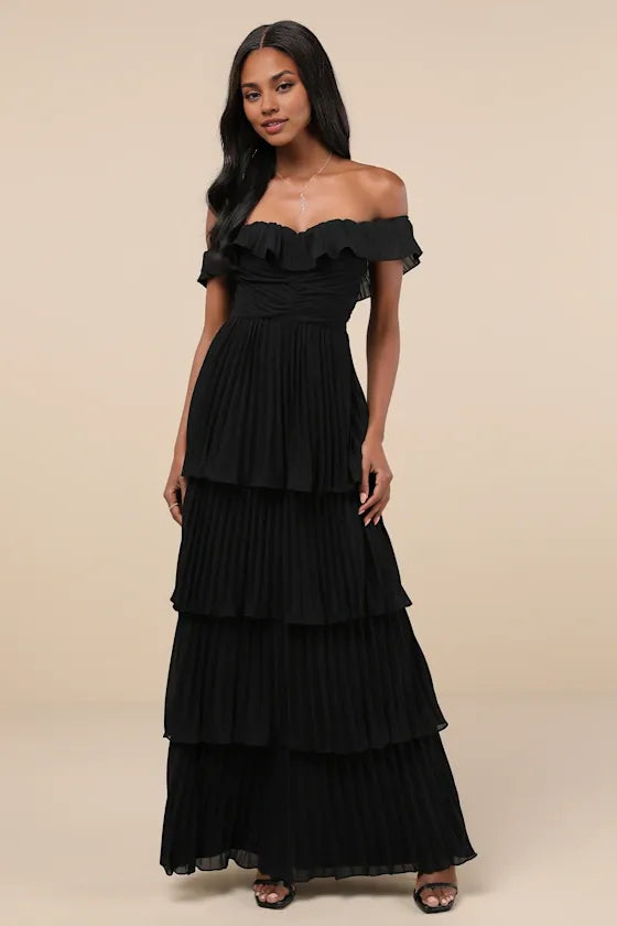Graceful Stylish Refined Beautiful Timeless Chic Elegant A-Line Off-The-Shoulder Sleeveless Prom Dress