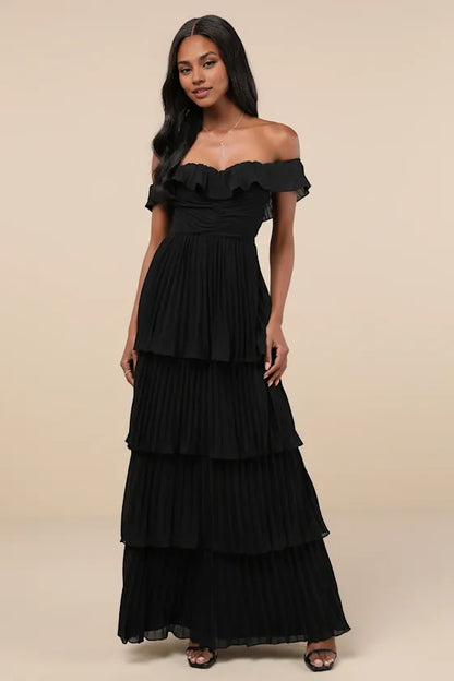 Graceful Stylish Refined Beautiful Timeless Chic Elegant A-Line Off-The-Shoulder Sleeveless Prom Dress