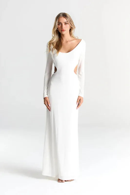 Elegant Black Bodycon V-Neck Sleeveless Classic-Back Floor-Length Evening Dress