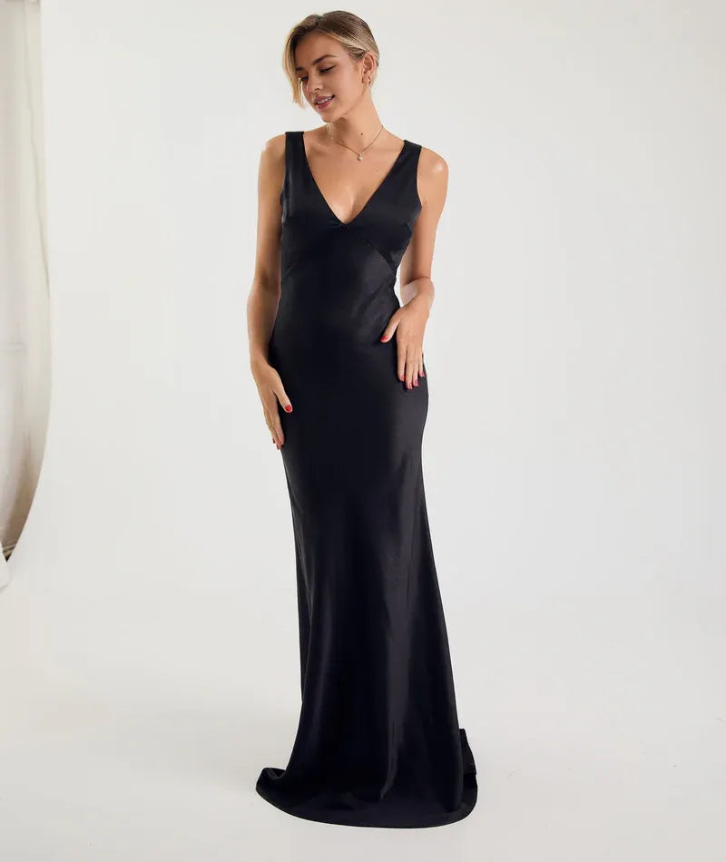 Special Occasion Sophisticated Graceful Stylish Refined Beautiful Timeless Elegant Champagne Satin Bridesmaid Dress