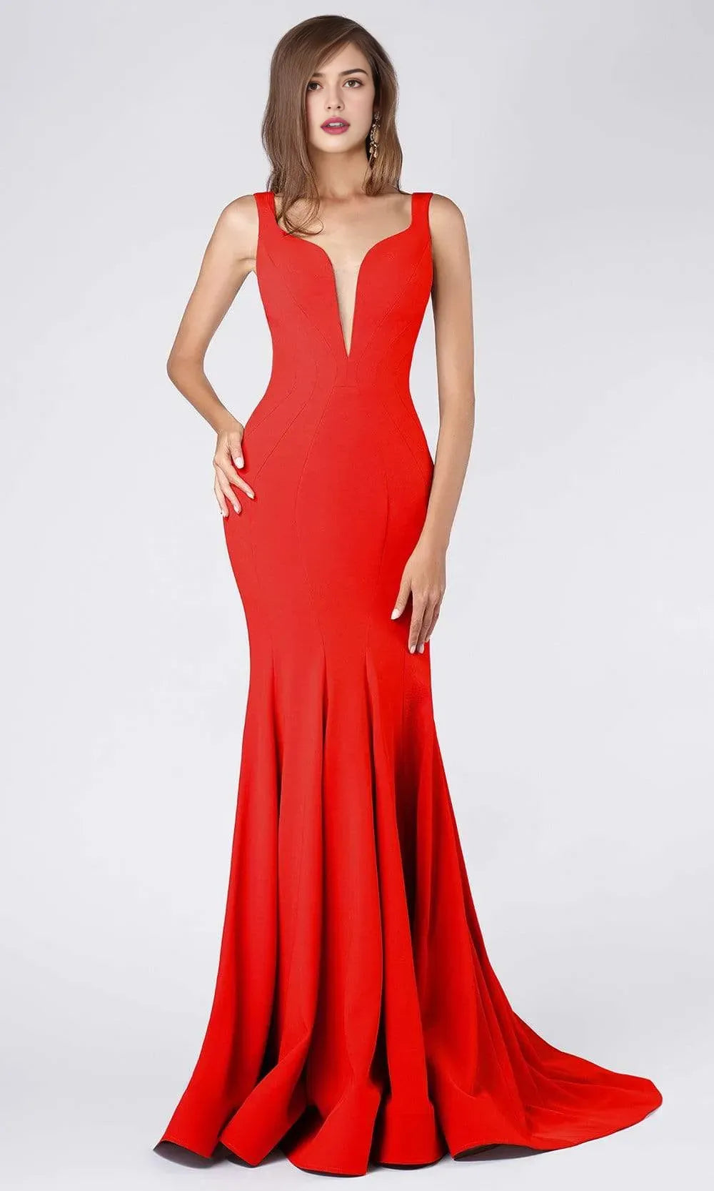 Black Mermaid Evening Dress with Plunging Sweetheart Neckline Sleeveless Design and Flared Train for Glamorous Occasions