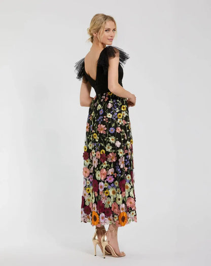 Stylish Refined Beautiful Timeless Special Occasion Elegant Black A-Line Ruffle Prom Dress
