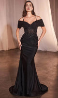 Black Off - Shoulder Mermaid Prom Dress with Sheer Bodice and Train Perfect for Formal Evening Galas