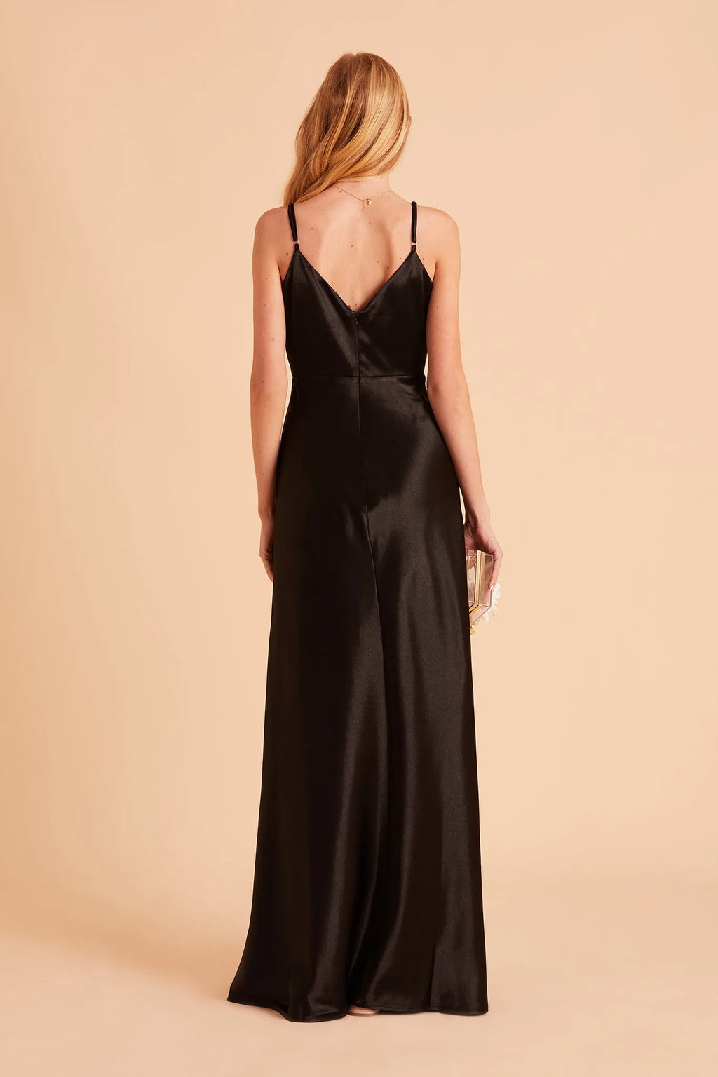 Black Deep V - Neck Prom Dress with Side Slit Goth Inspired Glamour Gown for Enigmatic Formal Evenings