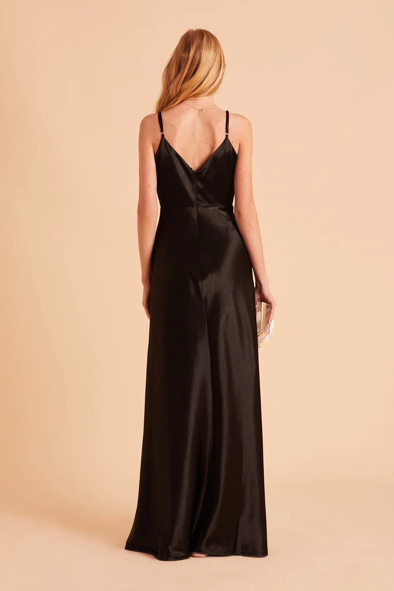 Black Deep V - Neck Prom Dress with Side Slit Goth Inspired Glamour Gown for Enigmatic Formal Evenings