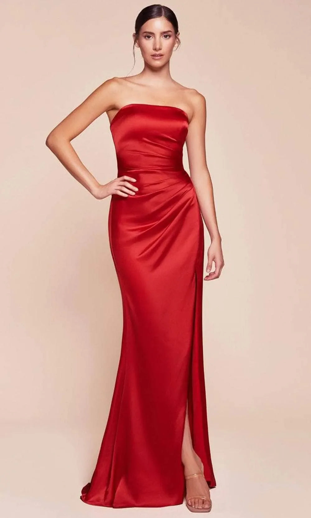 Black Strapless Evening Gown with Halter Neckline and Side Slit Perfect for PromsFormal Balls