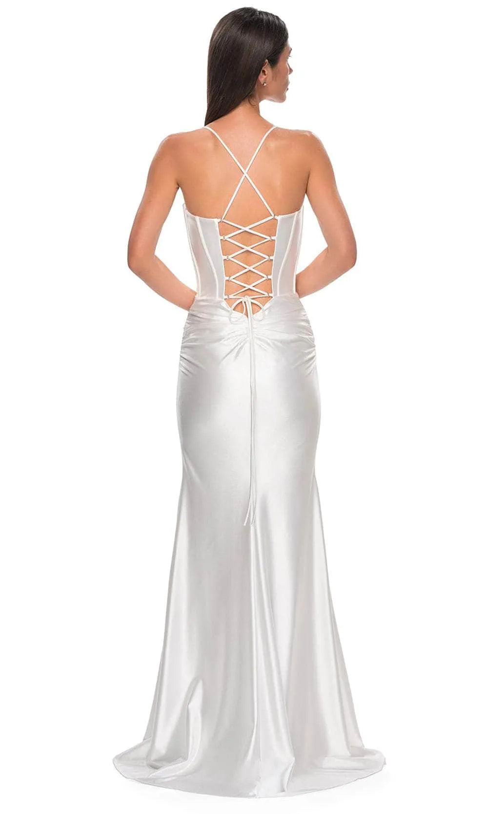 Black Strapless Inspired Prom Dress with Corset Bodice High Slit Timeless Seduction for Formal Galas