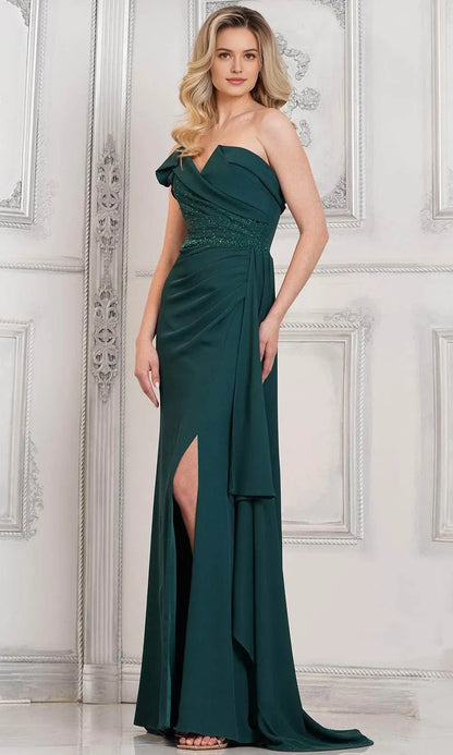 Elegant Black Beaded A-Line Strapless Classic-Sleeve Classic-Back Floor-Length Evening Dress