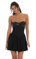 Black Strapless Homecoming Dresses with Flared Skirt Ideal for Homecoming School Dances