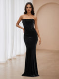 Black Strapless Prom Dress with Bustier A Timeless Blend of Luxury and Glamour