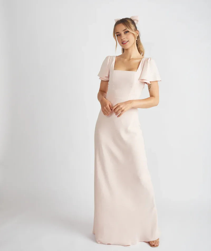 Timeless Special Occasion Sophisticated Graceful Stylish Refined Elegant Square Neck Bridesmaid Dress