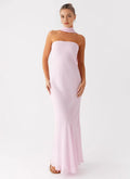 Blush Pink Prom Dress with Strapless Neckline Halter Neck Tie Mermaid Hem and Floor Length Silhouette for Formal Occasions