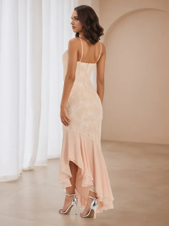 Blush Pink Prom Dress Sweetheart Neckline Mermaid Silhouette Asymmetric Hem for Romantic Galas