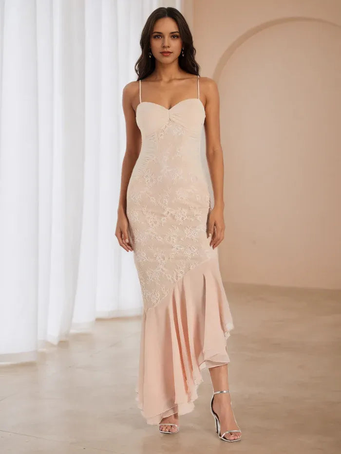 Blush Pink Prom Dress Sweetheart Neckline Mermaid Silhouette Asymmetric Hem for Romantic Galas
