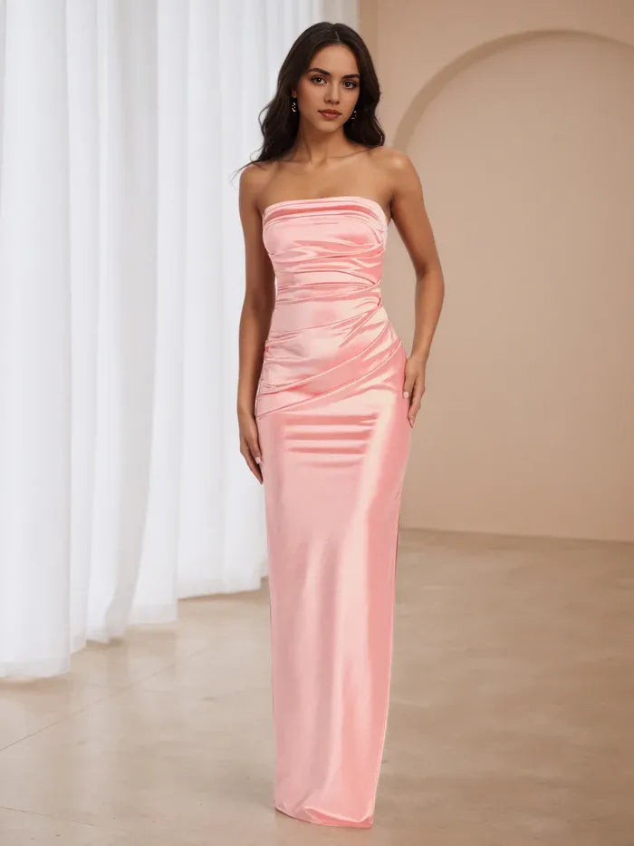 Blush Pink Prom Dress Strapless Ruched Bodice Fairy Tale Charm for School Dances
