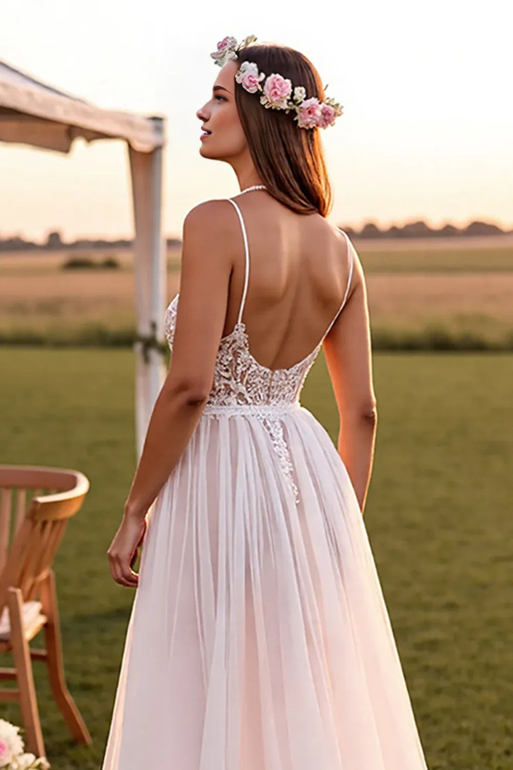 Beautiful Timeless Special Occasion Sophisticated Graceful Elegant Chiffon A-Line Sleeveless Wedding Dress