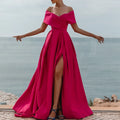 Pink Bold A-line Off-the-shoulder Sleeveless Draped Hot Maxi Prom Dress