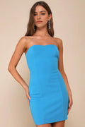 Blue Bright Strapless Homecoming Dresses Sleek Lines Bodycon Fit Shine with Confident Charm at Homecoming