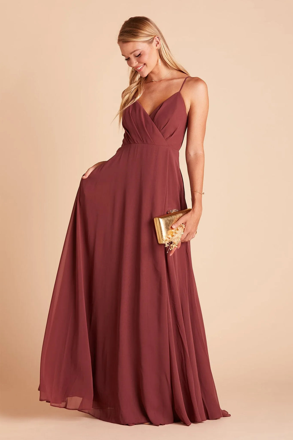 Burgundy Deep V Neck Prom Dress Cross Ruched Bodice Side Slit for Free Spirited Desert - Gala Formal Nights