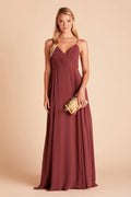 Burgundy Deep V Neck Prom Dress Cross Ruched Bodice Side Slit for Free Spirited Desert - Gala Formal Nights