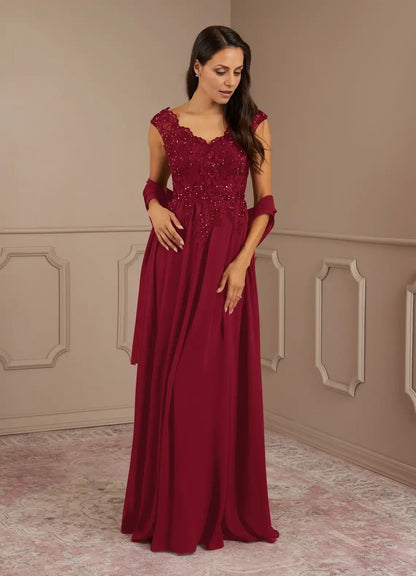 Sophisticated Graceful Elegant Black Chiffon A-Line V-Neck Mother of the Bride Dress