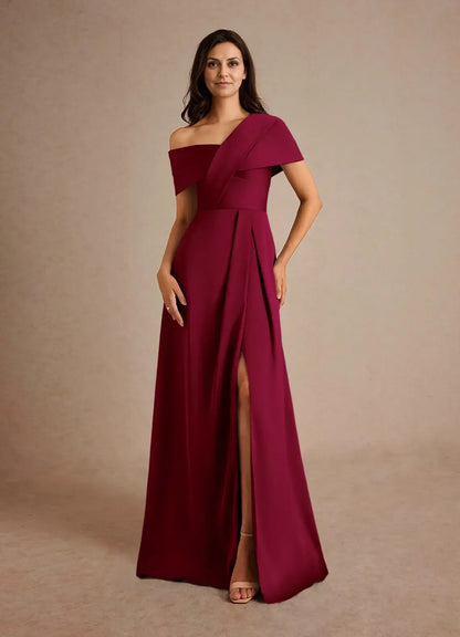Special Occasion Elegant Champagne Satin A-Line Pleated Mother of the Bride Dress