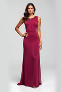 Burgundy Sheath Long Mother of the Bride Dress
