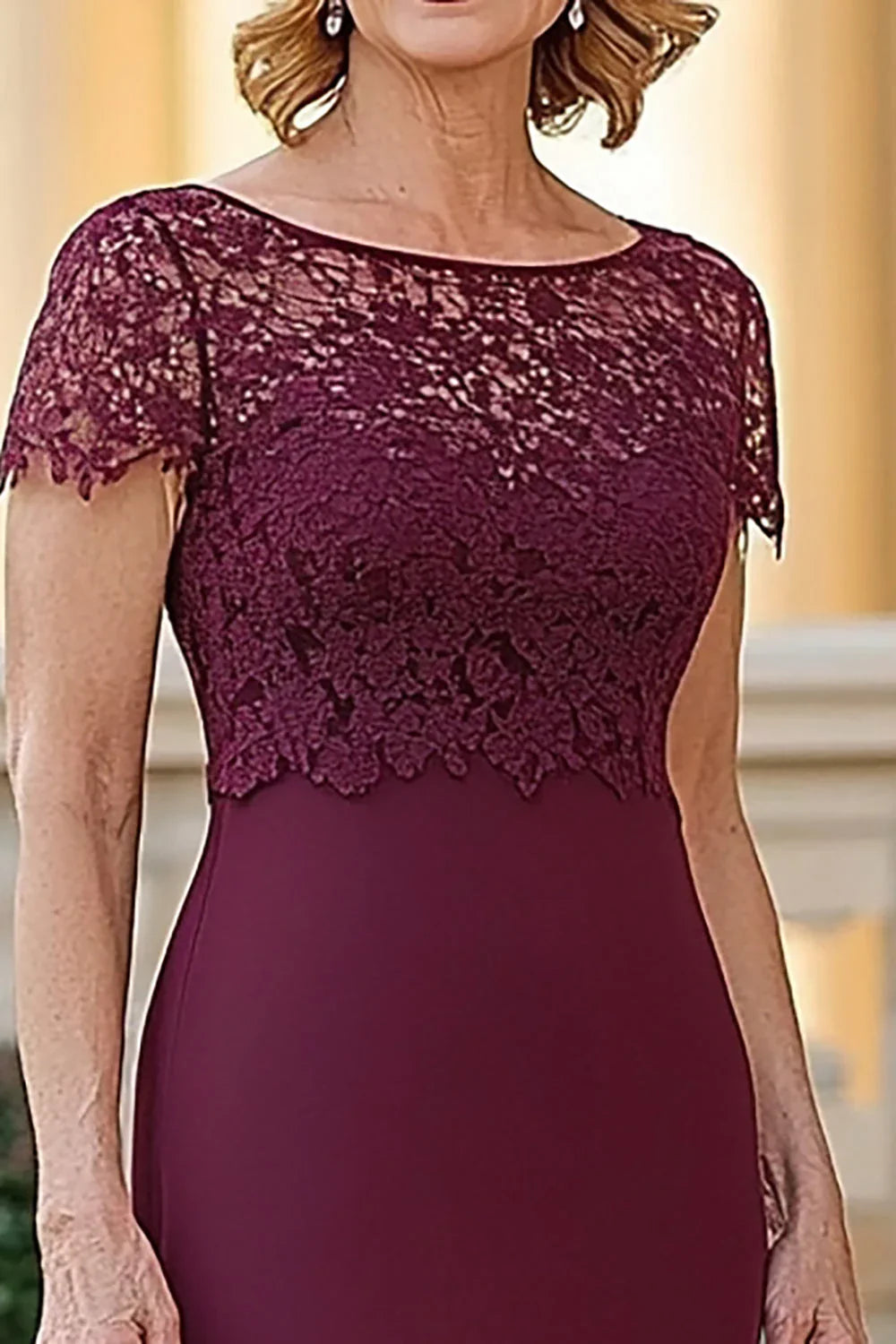 Burgundy Sheath Mother of the Bride Dress with Slit