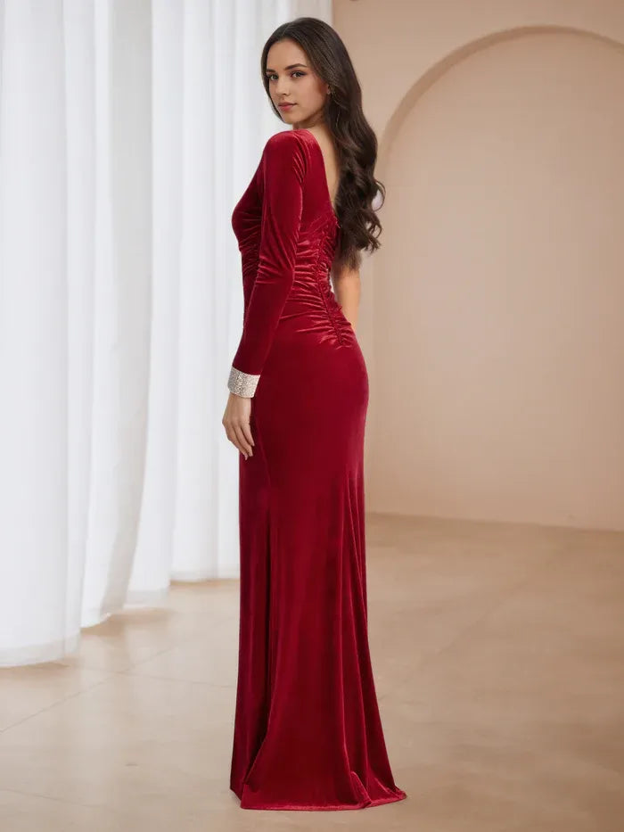 Burgundy One Shoulder Prom Dress with Ruched Detailing and High Slit A Sophisticated Choice for Glamorous Evenings