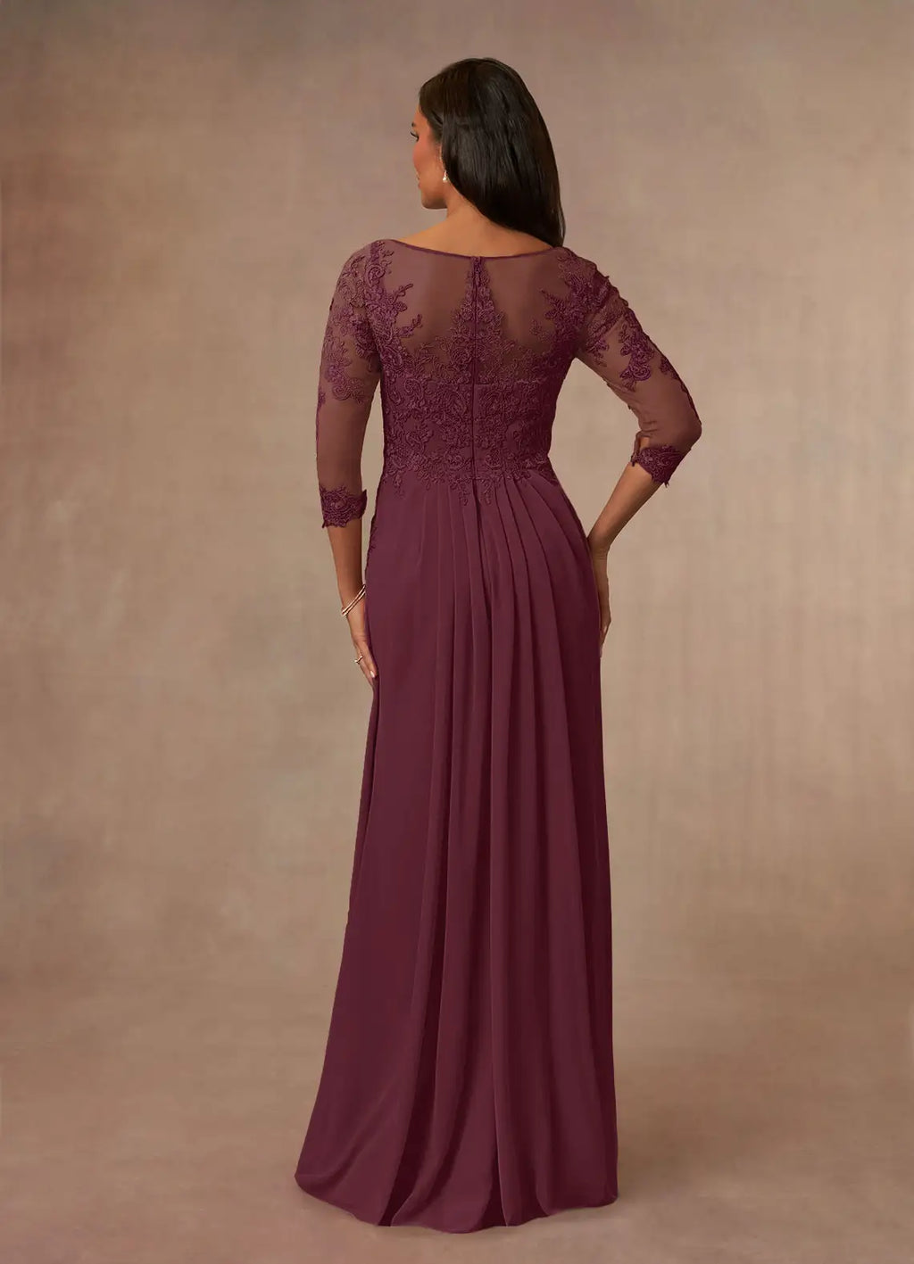Sophisticated Graceful Elegant Champagne Chiffon A-Line Ruffle Mother of the Bride Dress