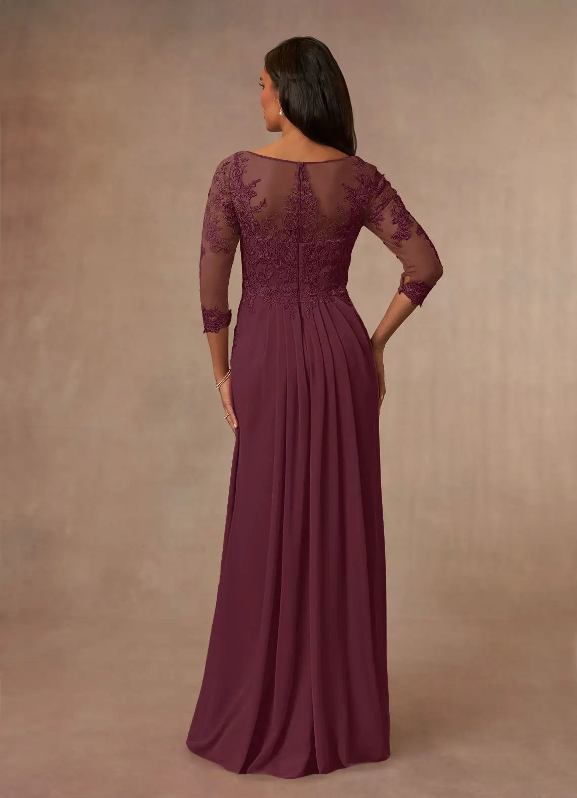 Sophisticated Graceful Elegant Champagne Chiffon A-Line Ruffle Mother of the Bride Dress