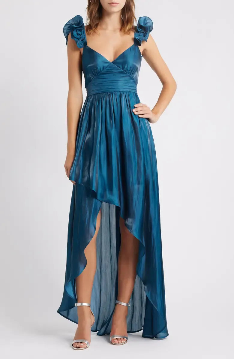 Beautiful Timeless Special Occasion Sophisticated Elegant Red Satin A-Line Sleeveless Prom Dress