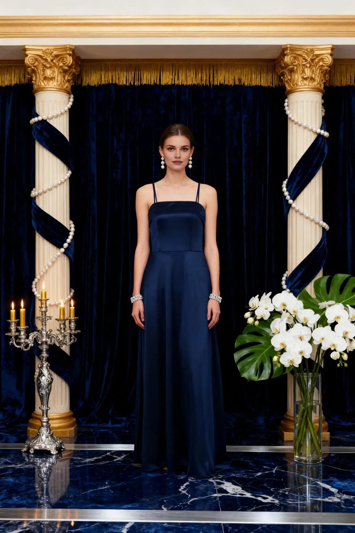 Special Occasion Sophisticated Graceful Elegant Black Satin A-Line Sleeveless Floor-Length Prom Dress