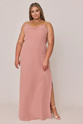Timeless Special Occasion Elegant Blush Pink Chiffon A-Line Cowl Sleeveless Bridesmaid Dress