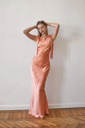 Refined Beautiful Timeless Chic Elegant Satin Scoop Neck Sleeveless Floor-Length Prom Dress