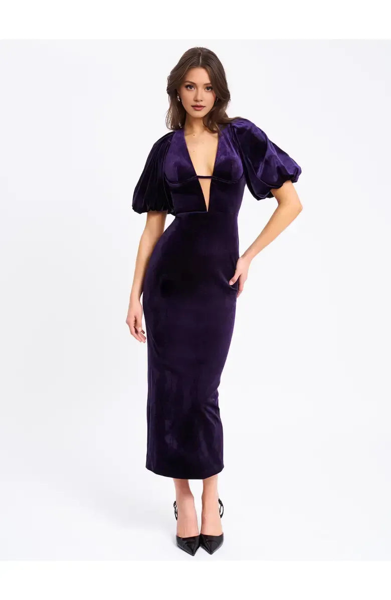 Beautiful Timeless Special Occasion Sophisticated Graceful Elegant Purple Velvet Sheath Prom Dress
