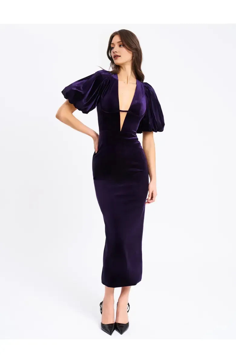 Beautiful Timeless Special Occasion Sophisticated Graceful Elegant Purple Velvet Sheath Prom Dress