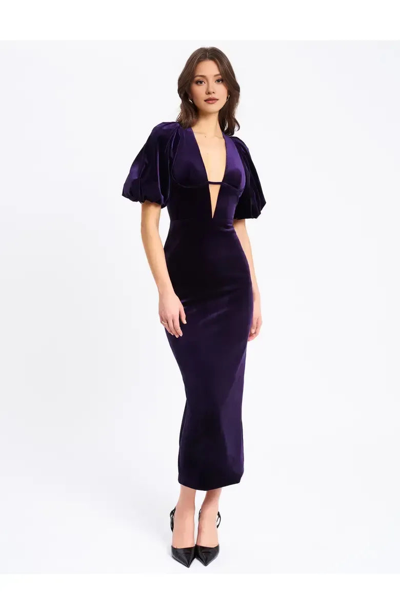 Beautiful Timeless Special Occasion Sophisticated Graceful Elegant Purple Velvet Sheath Prom Dress