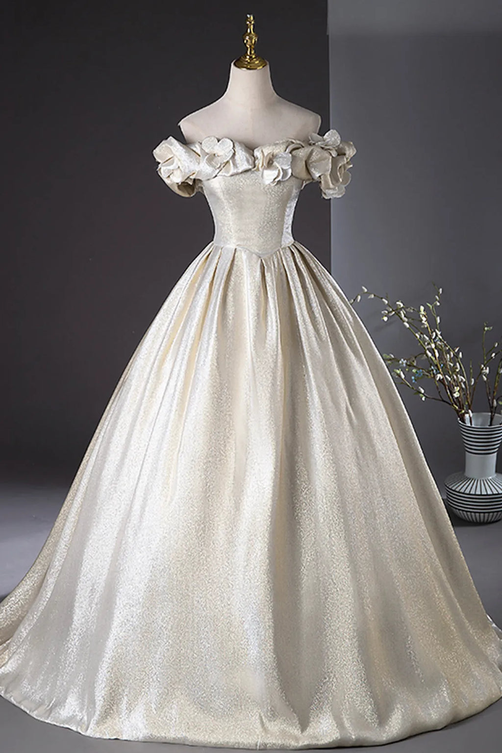 Champagne Long Prom Dress Beautiful A-Line Party Dress