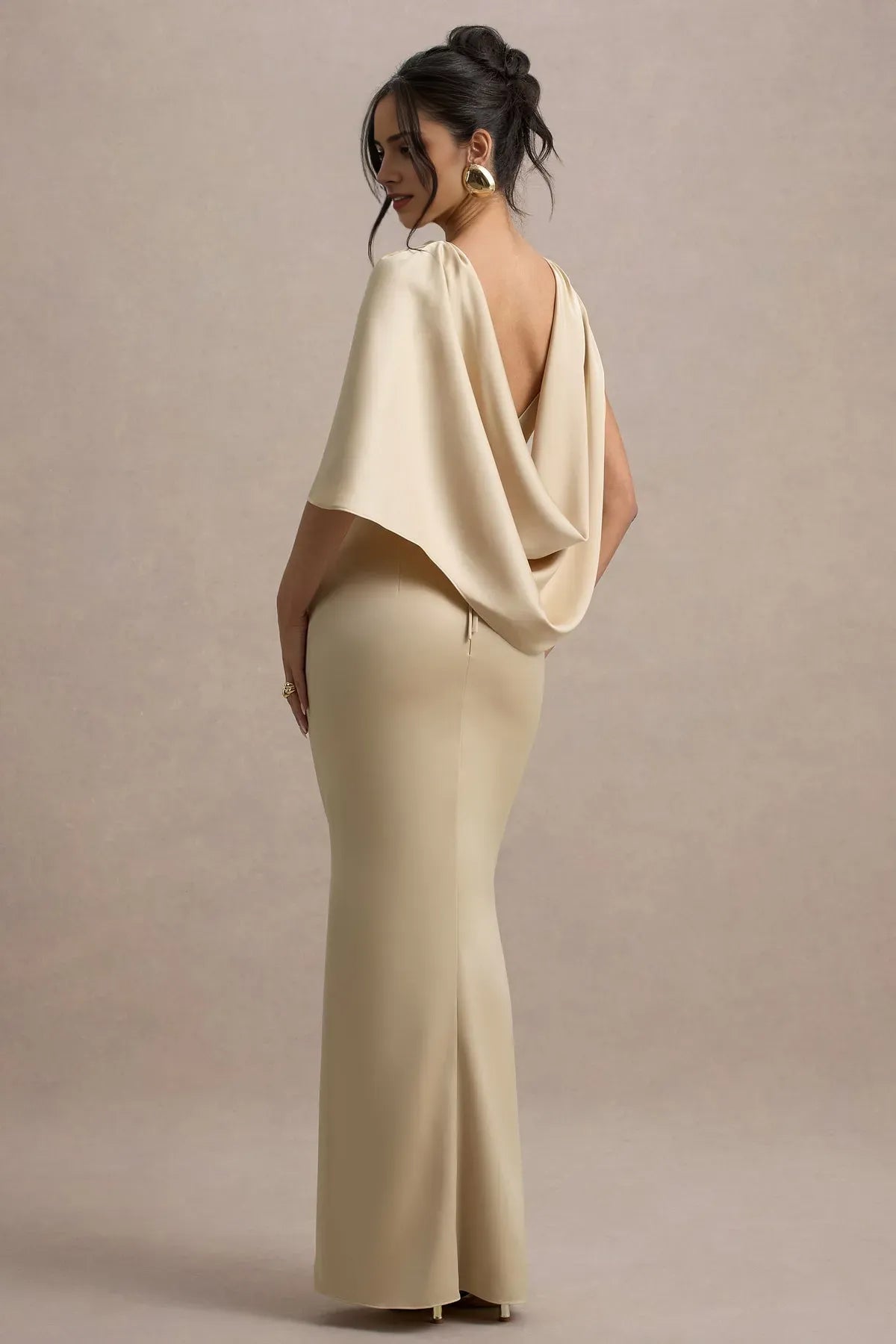Champagne Prom Dress One Shoulder Drape for a Graceful and Glamorous Look