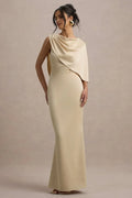 Champagne Prom Dress One Shoulder Drape for a Graceful and Glamorous Look