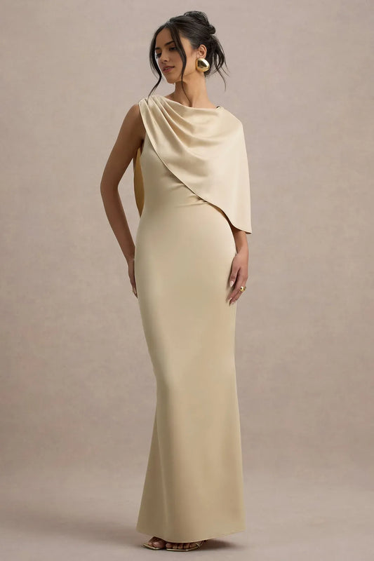 Luxurious Red A-Line One-Shoulder Classic-Sleeve Classic-Back Floor-Length Prom Dress