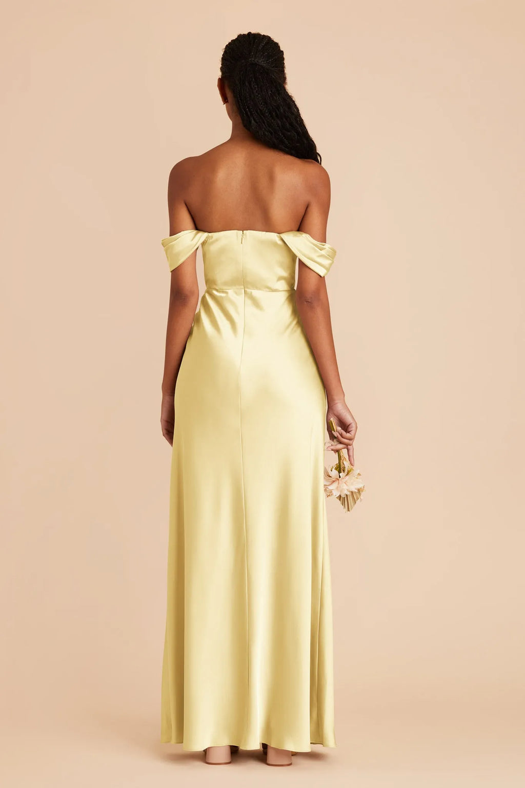 Champagne Yellow Off Shoulder Evening Dress | Formal Ball Gala Gown with Slit