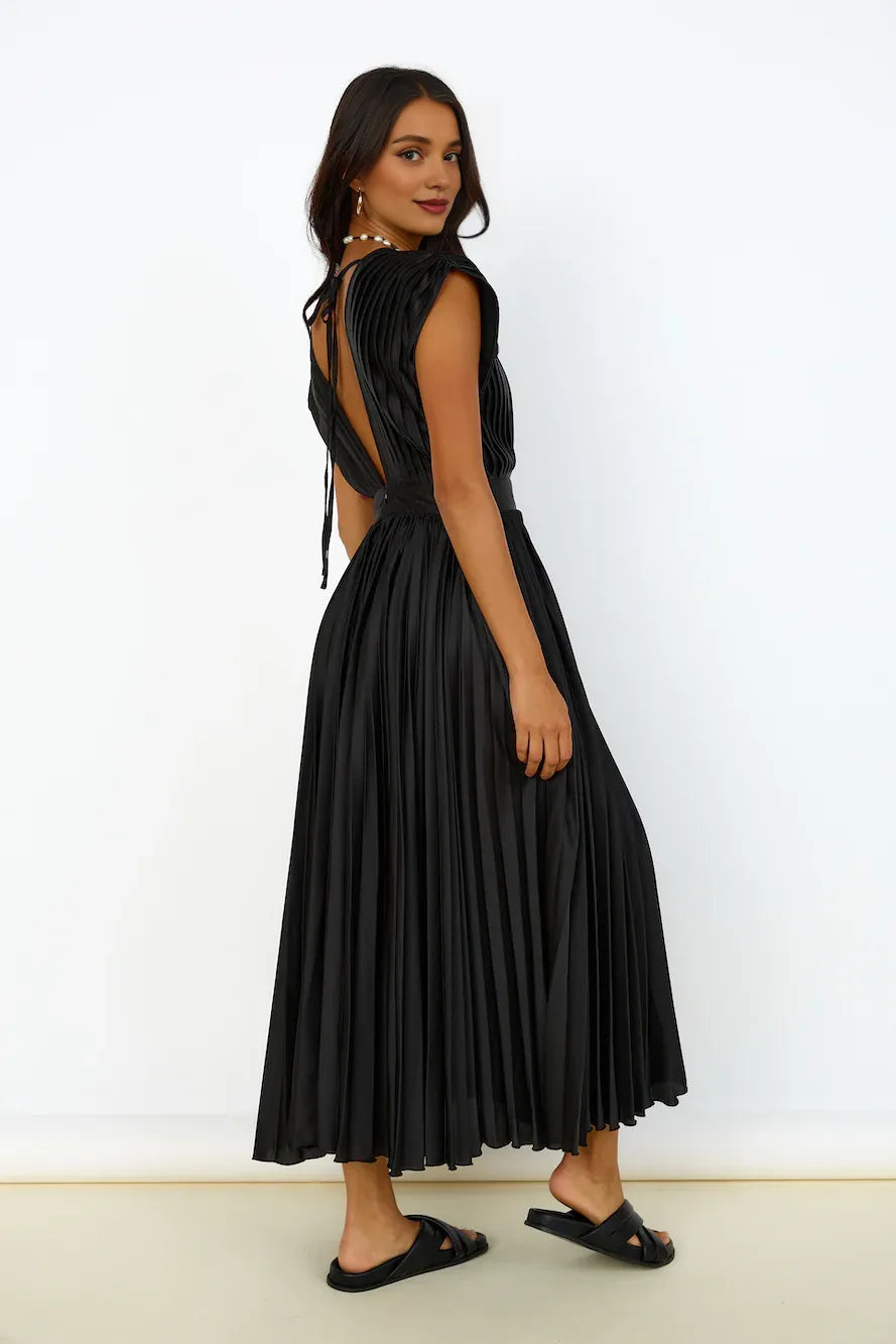 Special Occasion Sophisticated Graceful Stylish Refined Elegant Black A-Line Sleeveless Prom Dress