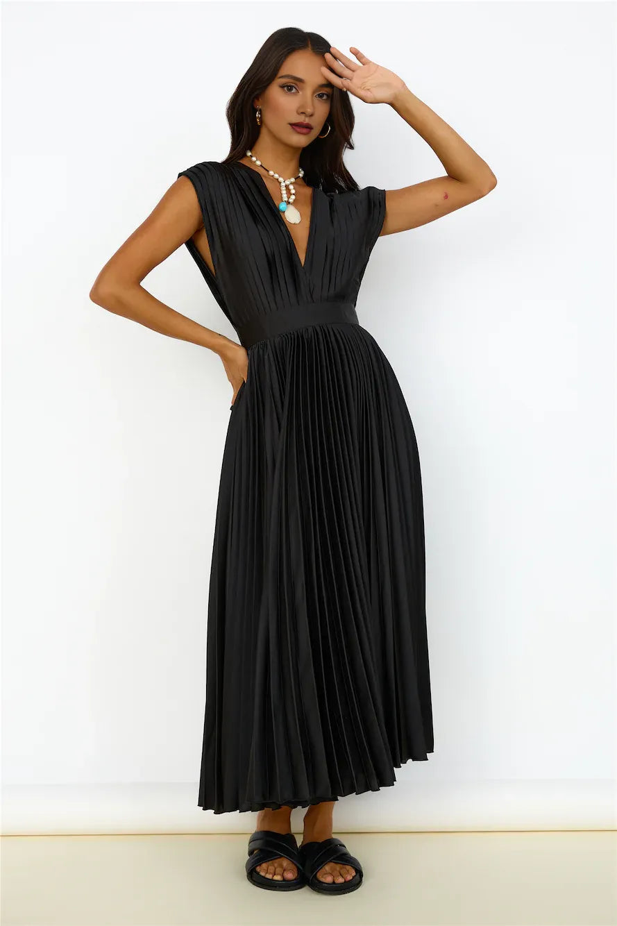 Special Occasion Sophisticated Graceful Stylish Refined Elegant Black A-Line Sleeveless Prom Dress