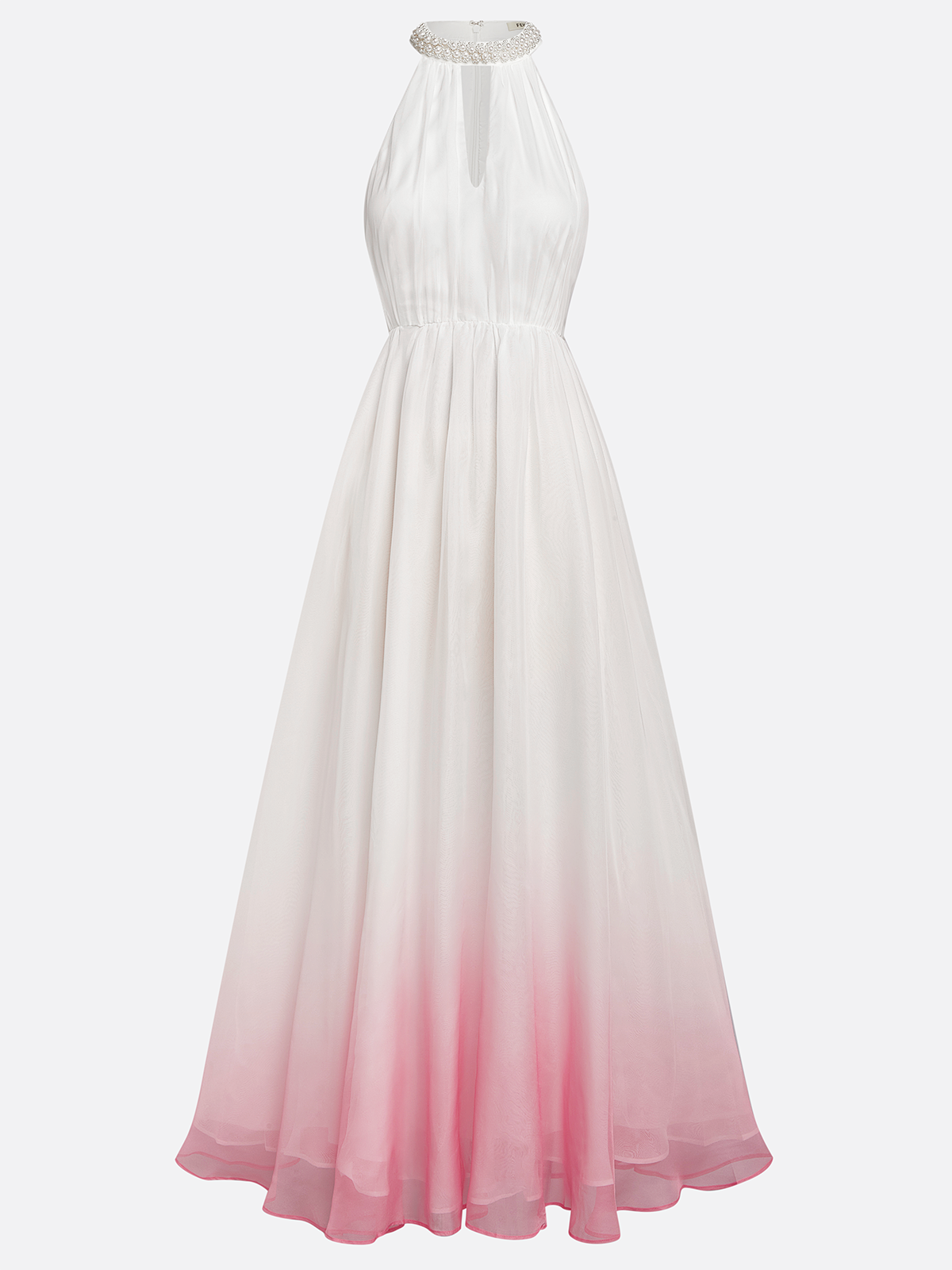 Timeless Special Occasion Elegant White Chiffon A-Line Halter Sleeveless Floor-Length Prom Dress
