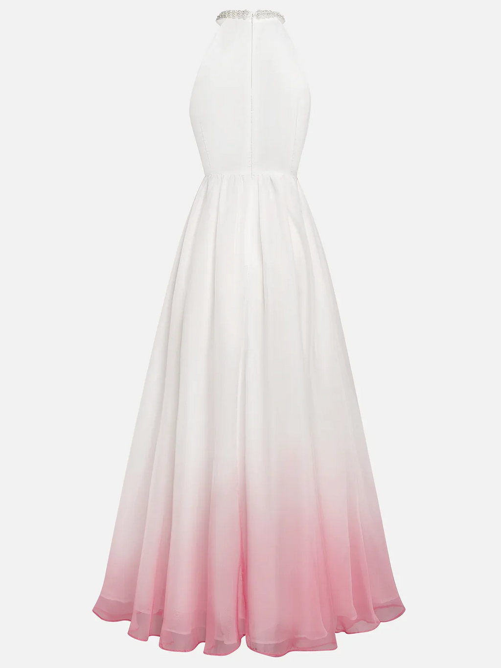 Timeless Special Occasion Elegant White Chiffon A-Line Halter Sleeveless Floor-Length Prom Dress