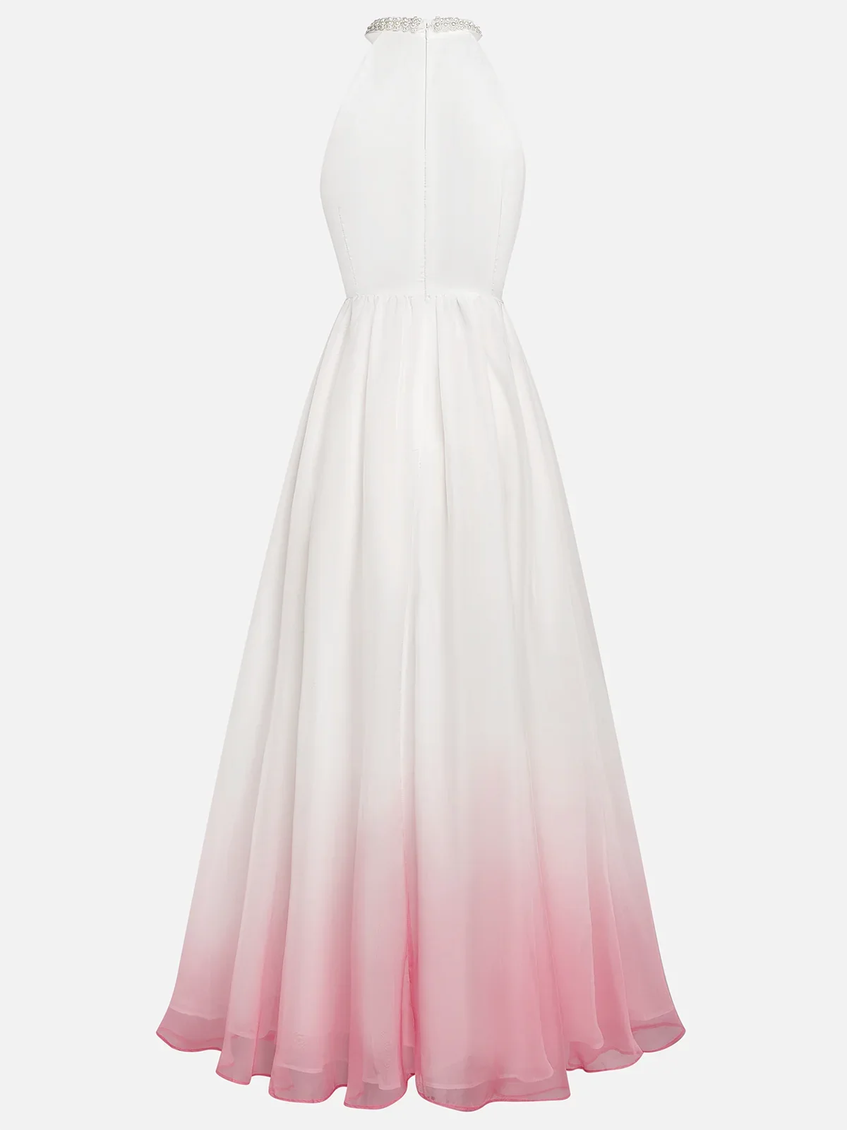 Timeless Special Occasion Elegant White Chiffon A-Line Halter Sleeveless Floor-Length Prom Dress